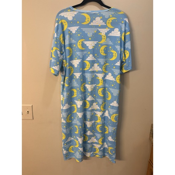 NWT Just Love Short Sleeve Nightgown Sleep Dress Size M Blue Moon Clouds - Picture 2 of 5